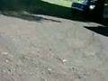 Lawn tractor jumping